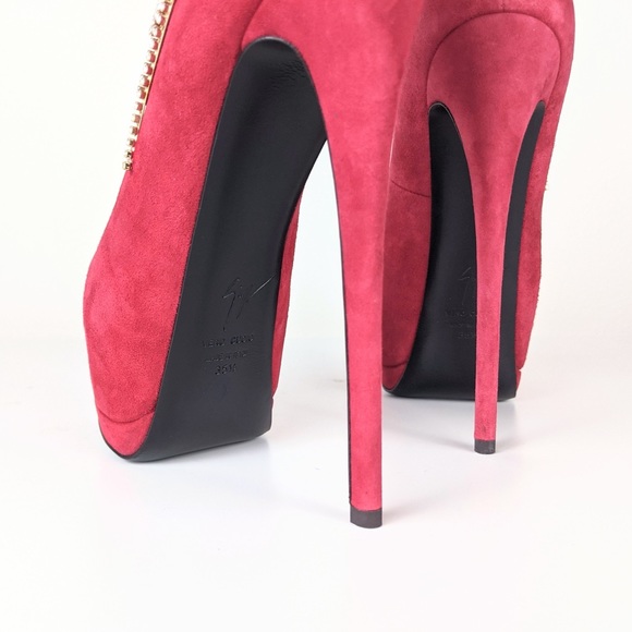 Giuseppe Zanotti Sharon 115 Passion Platform Suede Pumps in Red, 35.5 - Picture 7 of 10